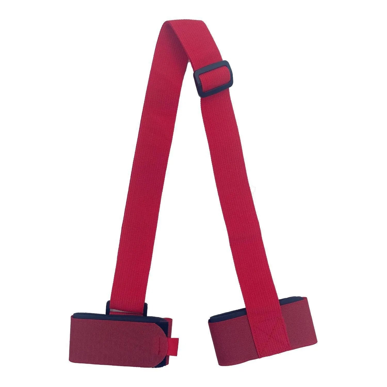 Adjustable shoulder strap for skiing bandages with hook and loop fastening