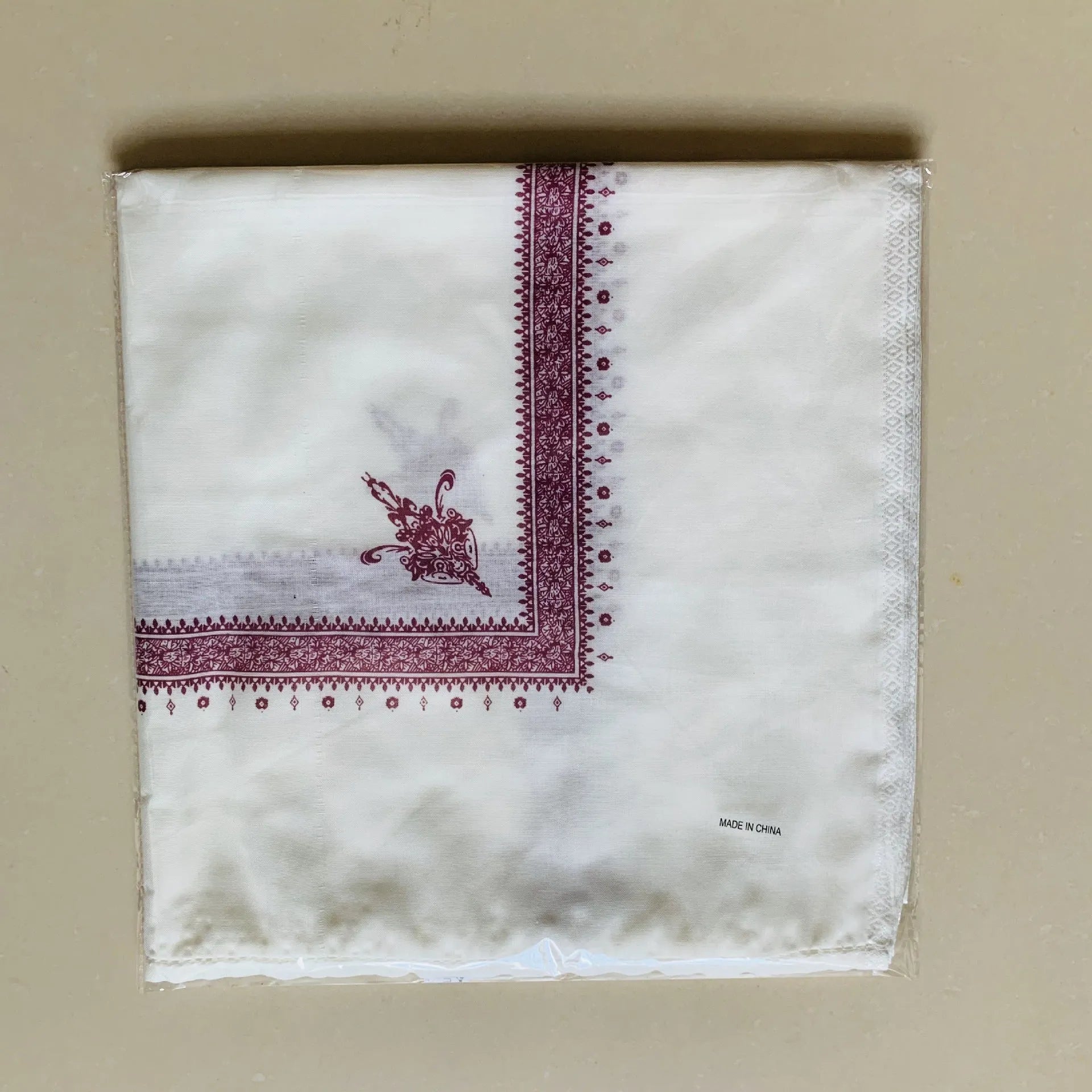 Printed square polyester scarf in six colour options measuring 138cm x 138cm