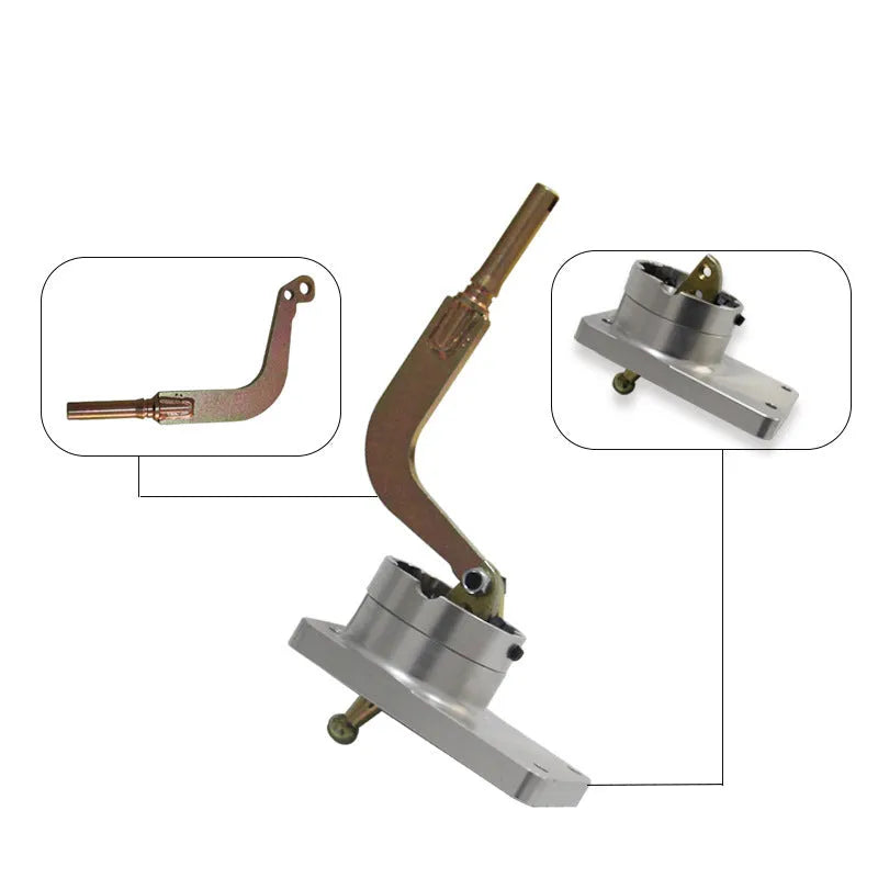 Silver aluminium alloy shift short lever for Horton vehicles with mounting hardware
