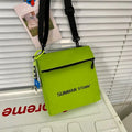 Messenger design backpack in polyester with crossbody strap and sewing line detailing