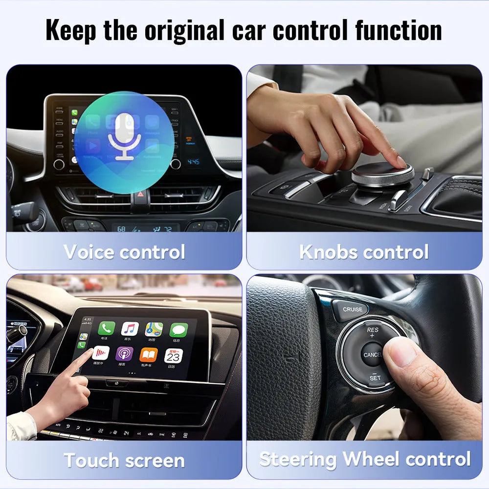 Mini black CarPlay USB wireless data adapter with compact rectangular design