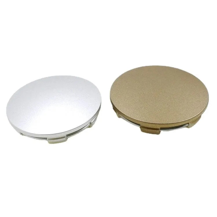 65mm ABS plastic car hub centre cover with aluminium label in pearl matte silver finish