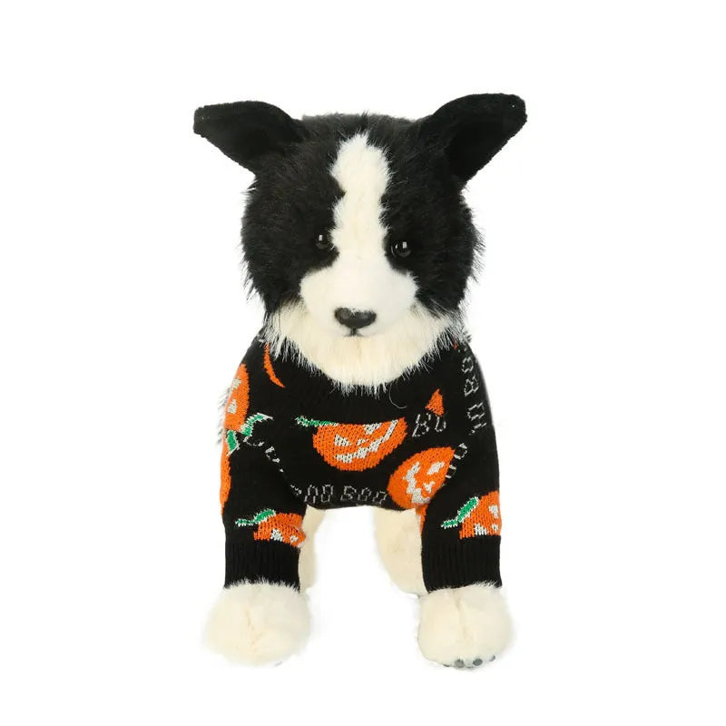 Black dog sweater with orange pumpkin pattern for Halloween pet costume
