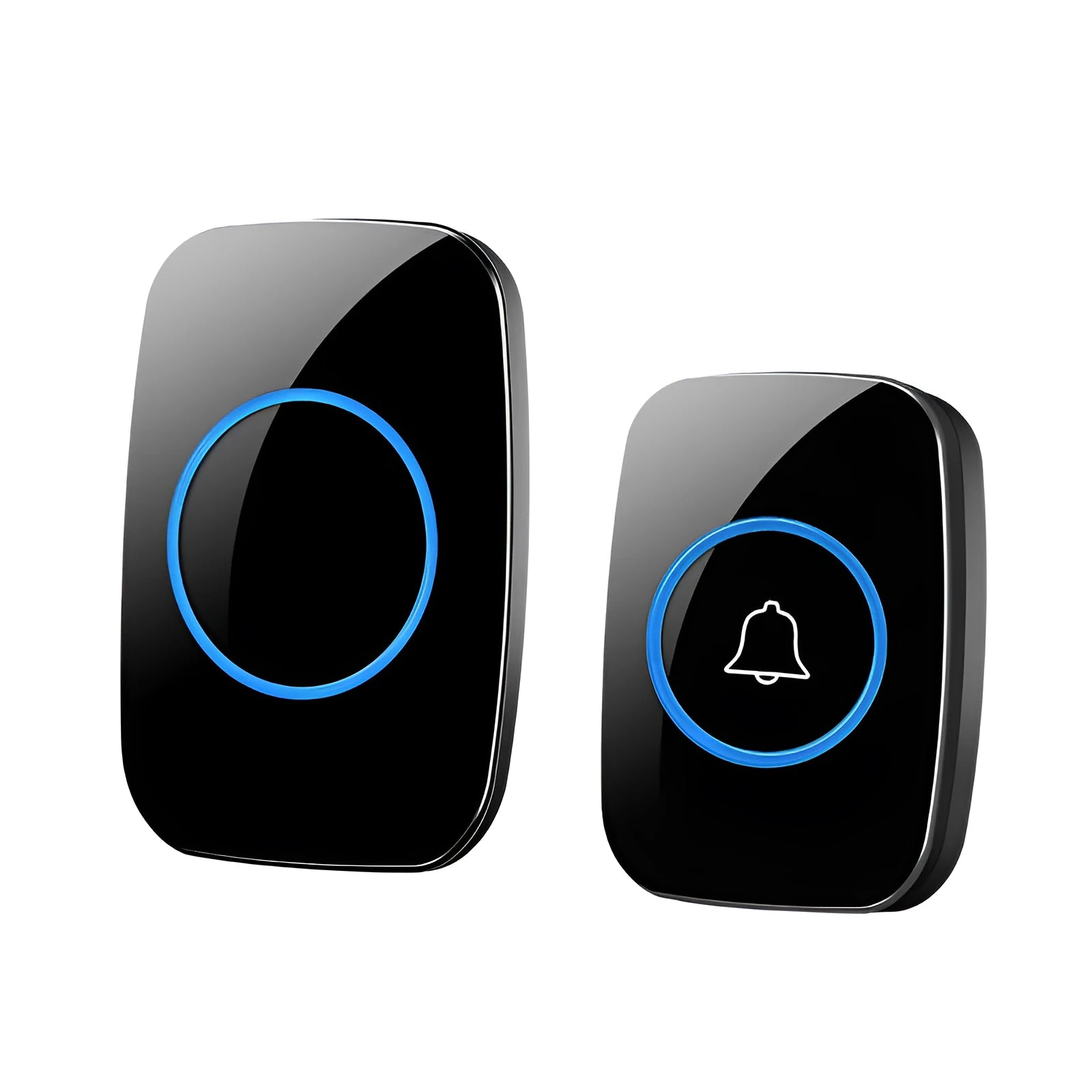 Wireless doorbell receiver and emitter, black finish, 300m range, 60 ringtones