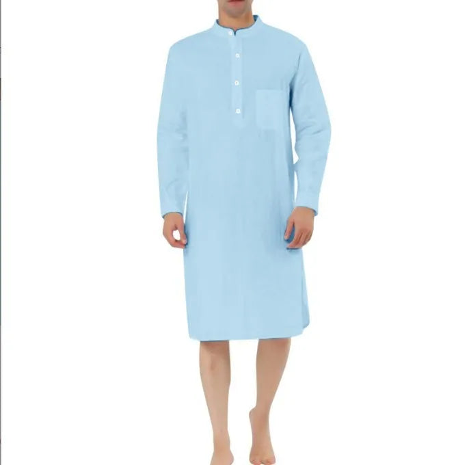 Men's cotton shirt robe with kangaroo pocket available in multiple colours and sizes