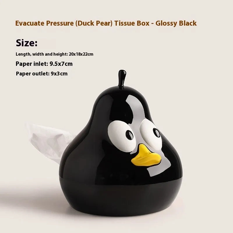 Green ceramic tissue box with cute pear design for living room or desktop.