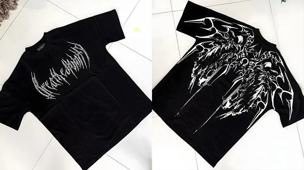 Dark colour plus size cotton t-shirt with loose fit and short sleeves on hanger