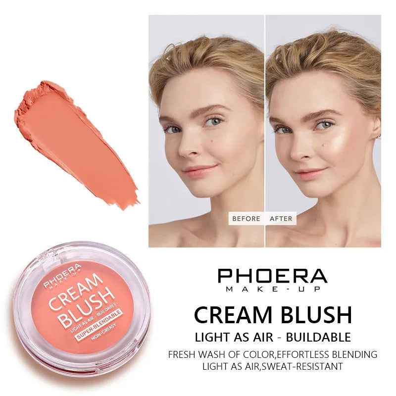 PHOERA Light And Brightening Blush Cream in single colour, eight shades including Freesia and Peach.