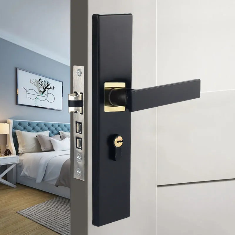 Indoor split magnetic door lock handle for timber doors in aluminum alloy construction