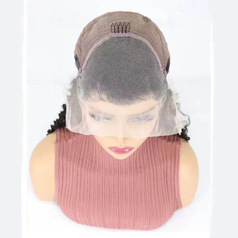 Solid colour human hair lace front wig showing half-handwoven construction and long length.
