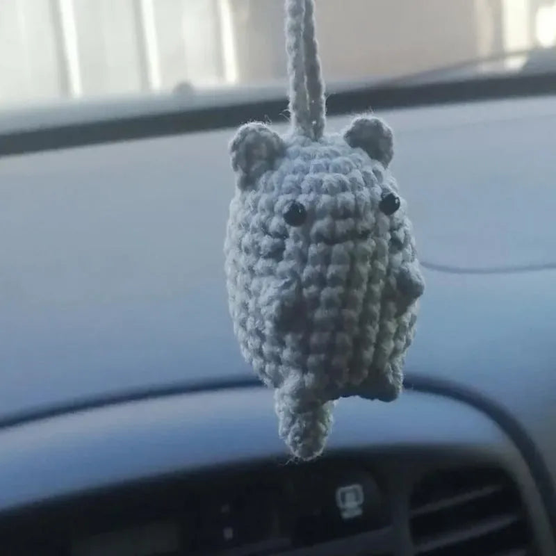 Polyester plush hand-woven cartoon automobile hanging ornament showing Halloween bat and ghost designs.