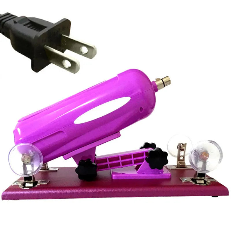 Purple automatic telescopic thrusting sex tool on a white background.