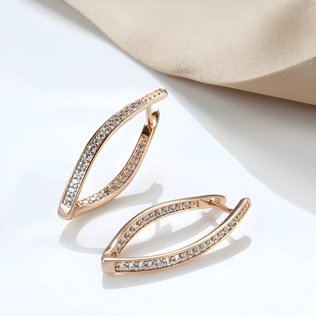 Geometric zircon eardrops earrings with H0493 colour on copper metal, ins-style dangle design