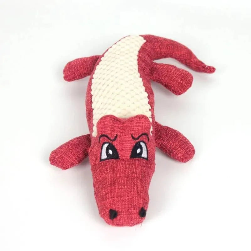Blue, green, and red pet plush toy with corn grid texture for biting and chewing