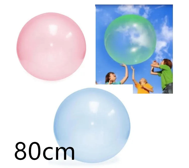 Inflatable TPR bouncy ball in pink, yellow, green, and blue colours with size options from 40 cm to 120 cm diameter