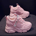 Women's platform casual shoes with mesh upper, hollow-out design, and toe holder style