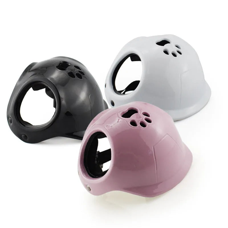 Plastic cycling helmet for small and medium dogs in black, white or pink