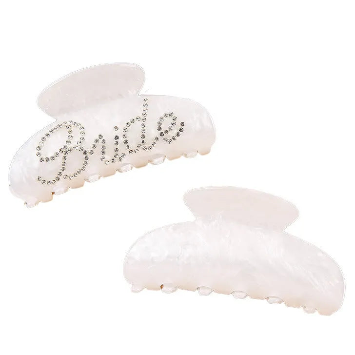 Acrylic hair barrette with shower shark clip back and double-sided diamond drilling