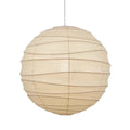 Japanese-style rice paper ball chandelier pendant light in a living room setting.