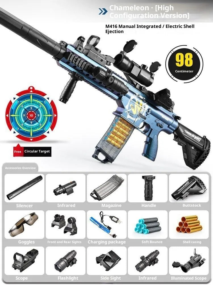 M416 throw shell soft bullet gun AMT toy made of plastic with soft elastic bullets for teenagers