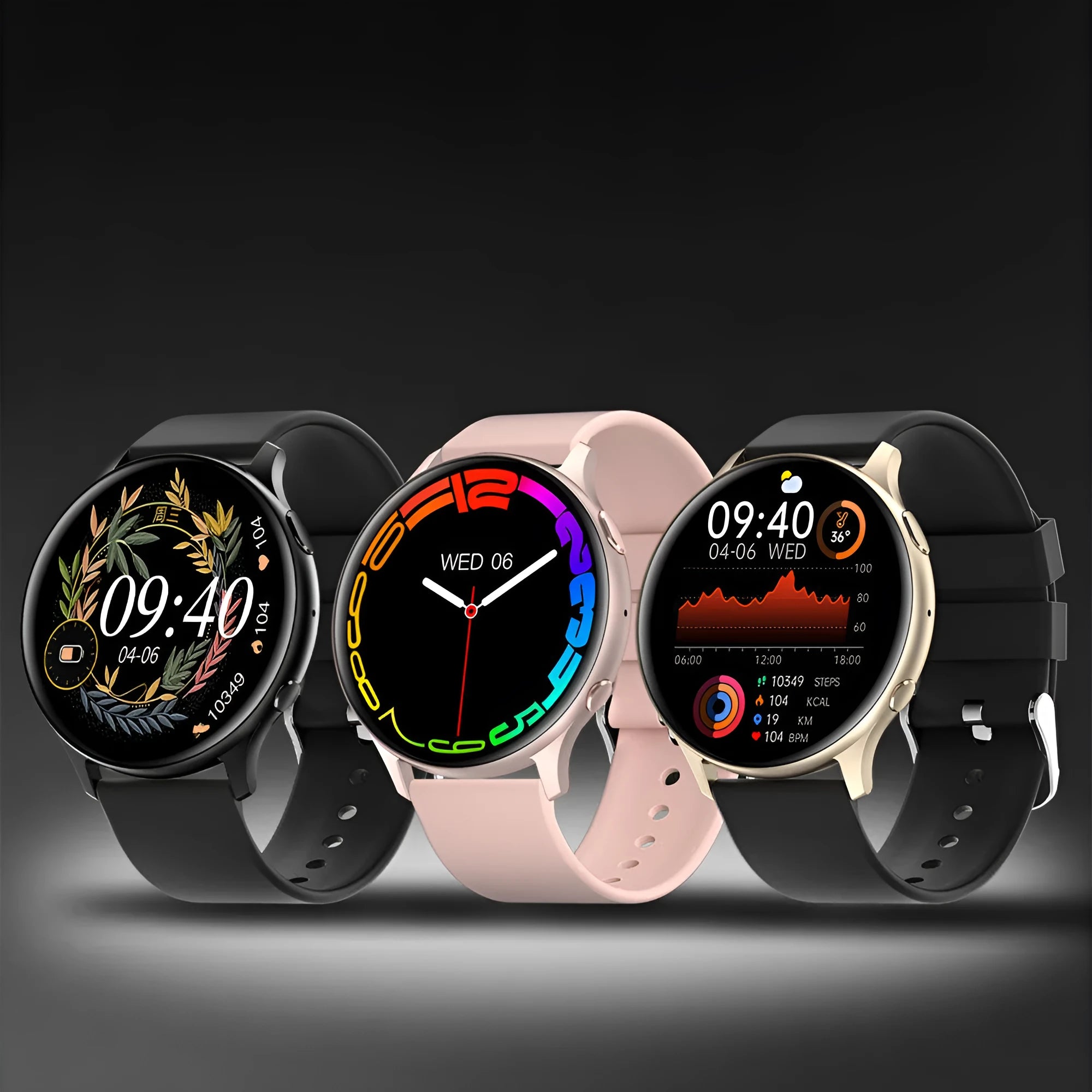 Smart Bluetooth call heart rate blood oxygen sleep monitoring smartwatch with 1.32 inch TFT screen and black silicone strap