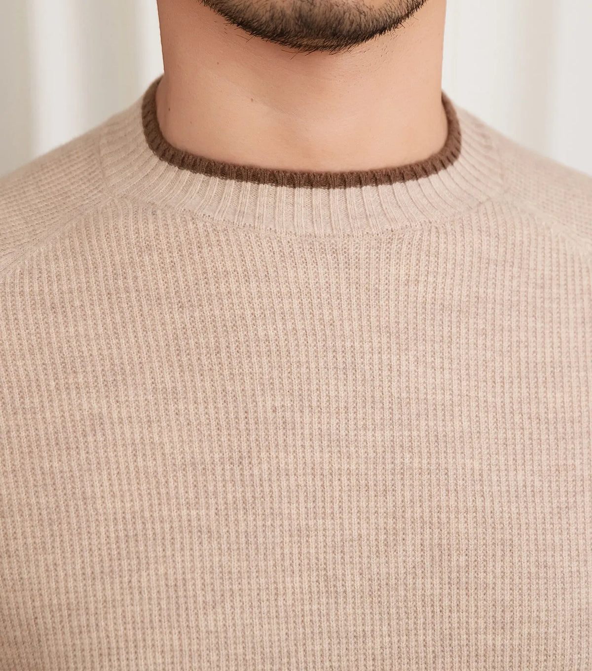 100% wool round neck slim fit knitted pullover sweater in black, camel, or light gray