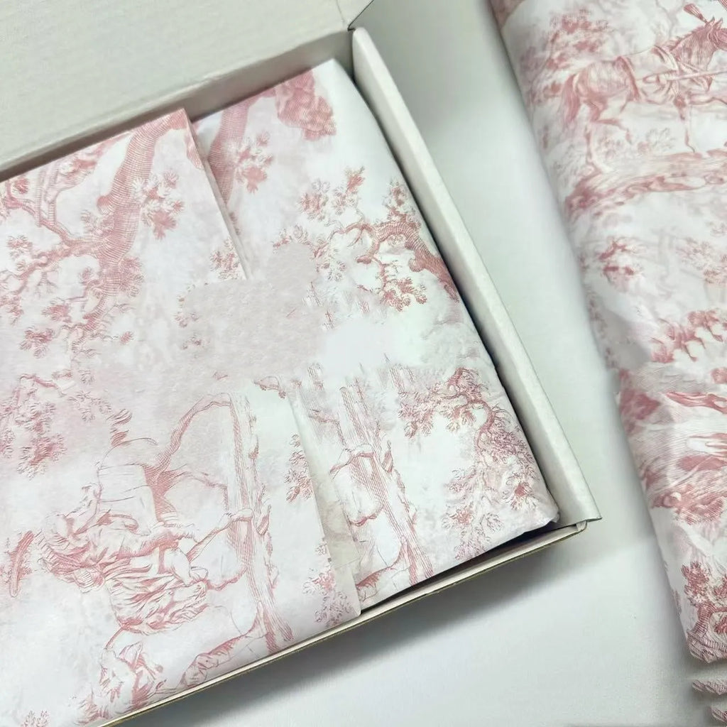 French MG tissue paper sheets in pink purple and green purple colours, 50cm by 70cm.