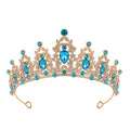 Bride headdress baroque crown in alloy with rhinestone detail, silver or KC gold finish