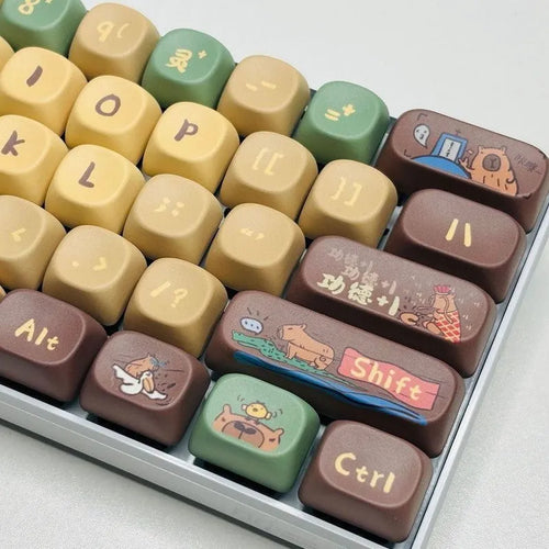 Capabala MOA Height profile 130-piece ABS mechanical keyboard keycap set laid out.