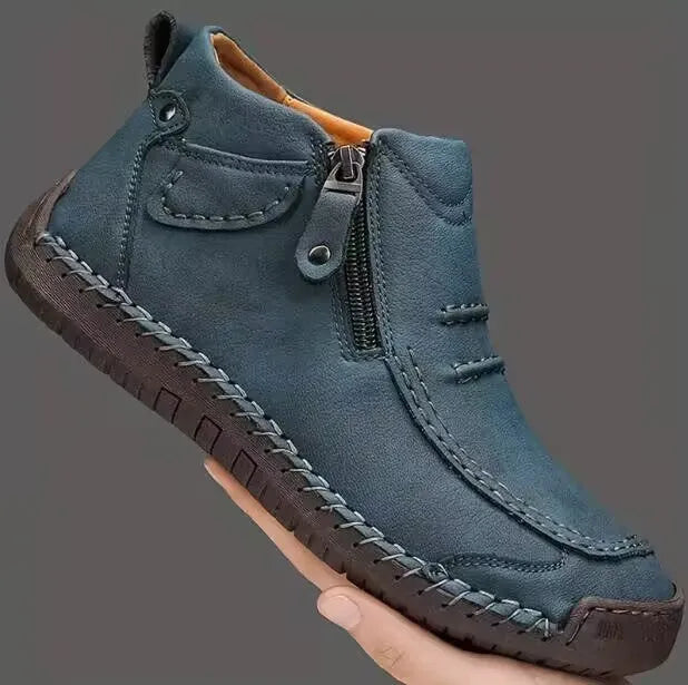 Chelsea plus size men's casual slip-on flat high top shoes artificial PU upper animal pattern sewn line
