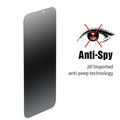 iPhone tempered glass screen protector with anti-peeping privacy feature on a mobile phone.
