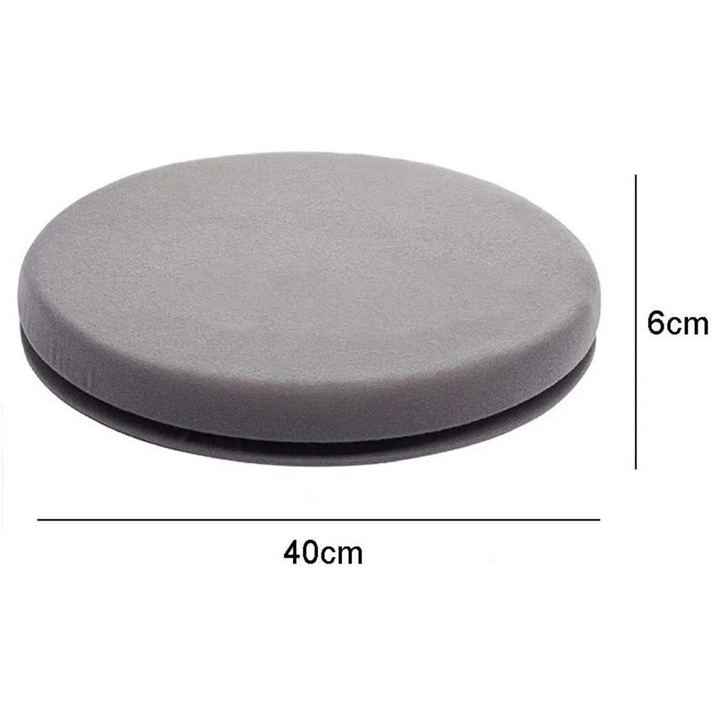 360-degree rotating grey car seat cushion with non-slip base on a car seat.