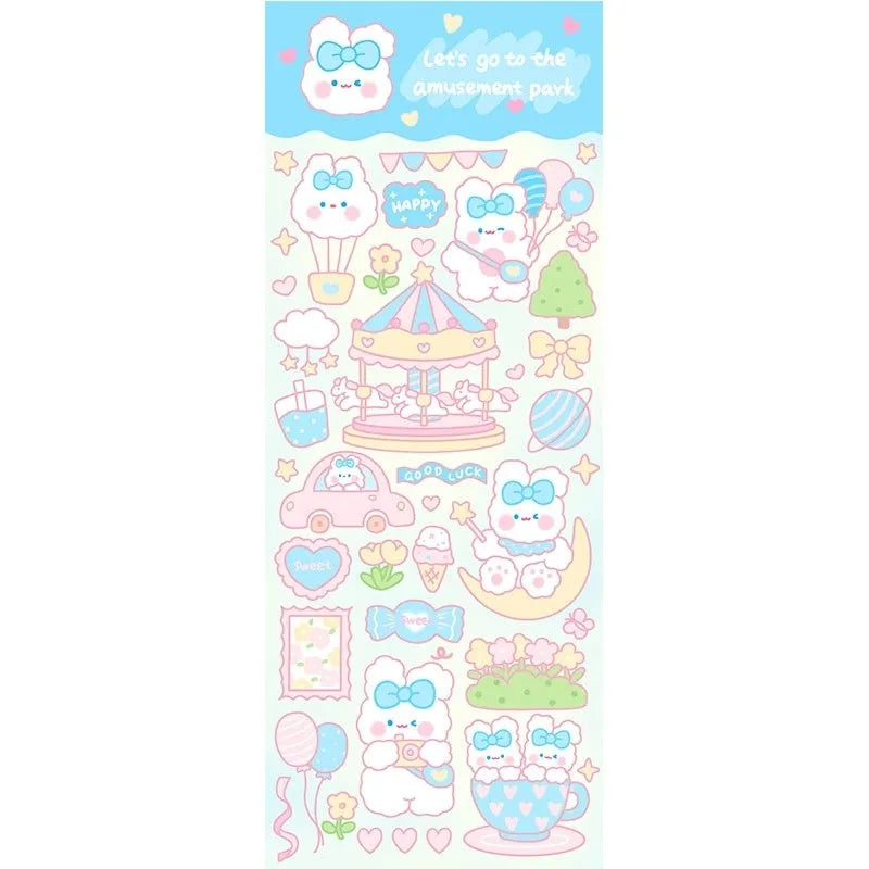 A colourful cartoon-style PVC waterproof sticker for decorating notebooks and agendas.