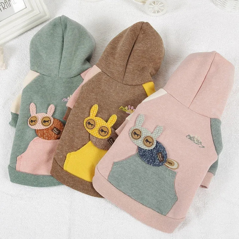 Brown cotton dog sweatshirt pet clothing shown on a canine model