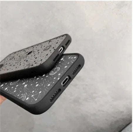 iPhone case with integrated crystal eye massager in black and white colour options