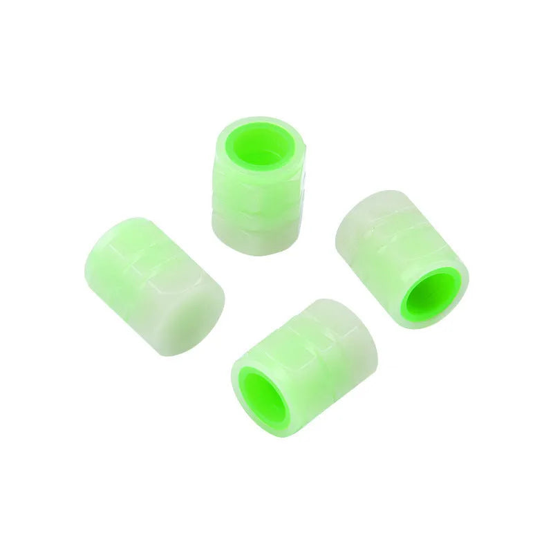 Car luminous rubber valve caps showing 16mm diameter and luminous properties