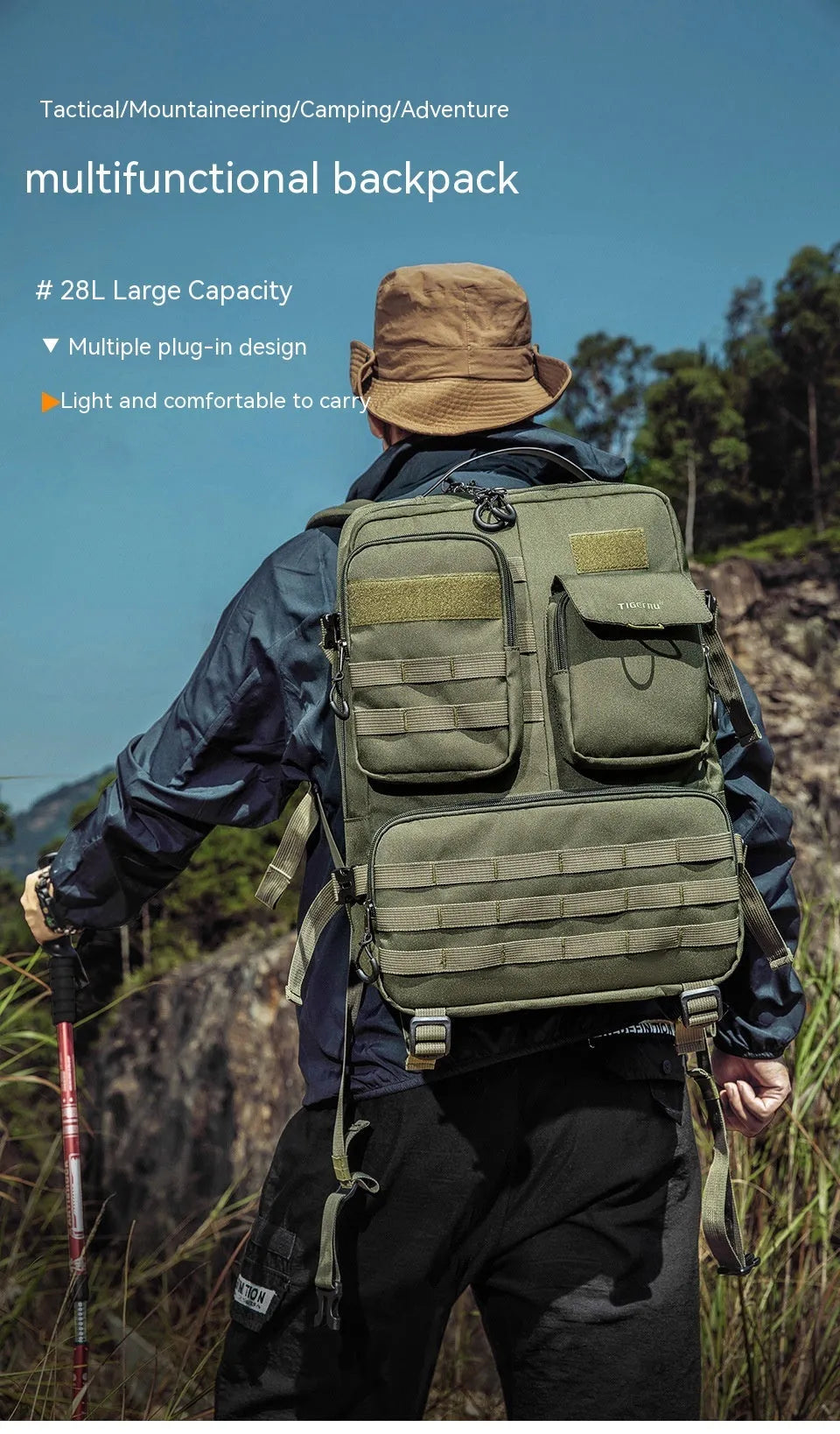 17 inch tactical backpack in Army Green colour with waterproof nylon construction