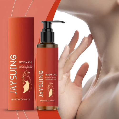 100ml bottle of body tightening massage oil with vitamin E and rose oil
