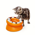 Interactive cat slow feeder raised bowl 15-degree tilt orange colour 210x210x121mm