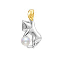Sterling silver clavicle-length necklace with a cat charm pendant.