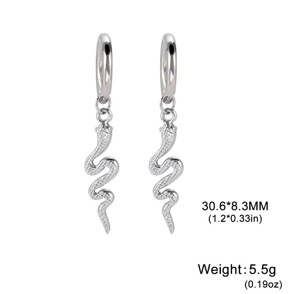 Snake-shaped vintage earrings with 18K gold-plated stainless steel construction in gold colour