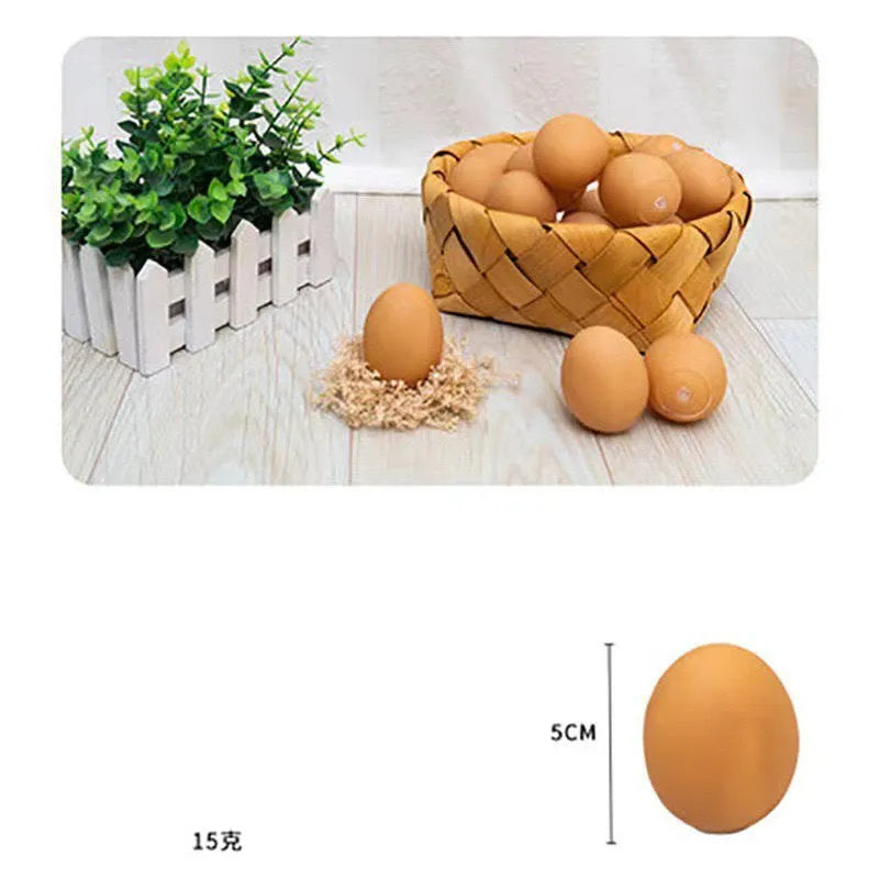 Red rubber egg-shaped dog chew toy with squeaker sound mechanism for dental care and interactive play.
