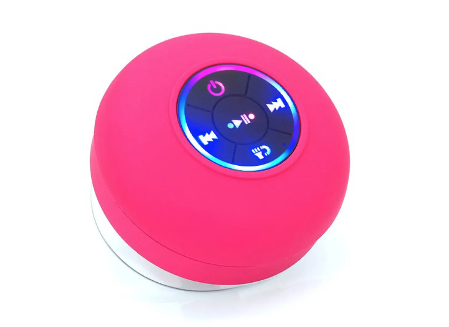Large suction cup waterproof Bluetooth audio system with LED light in six colour choices