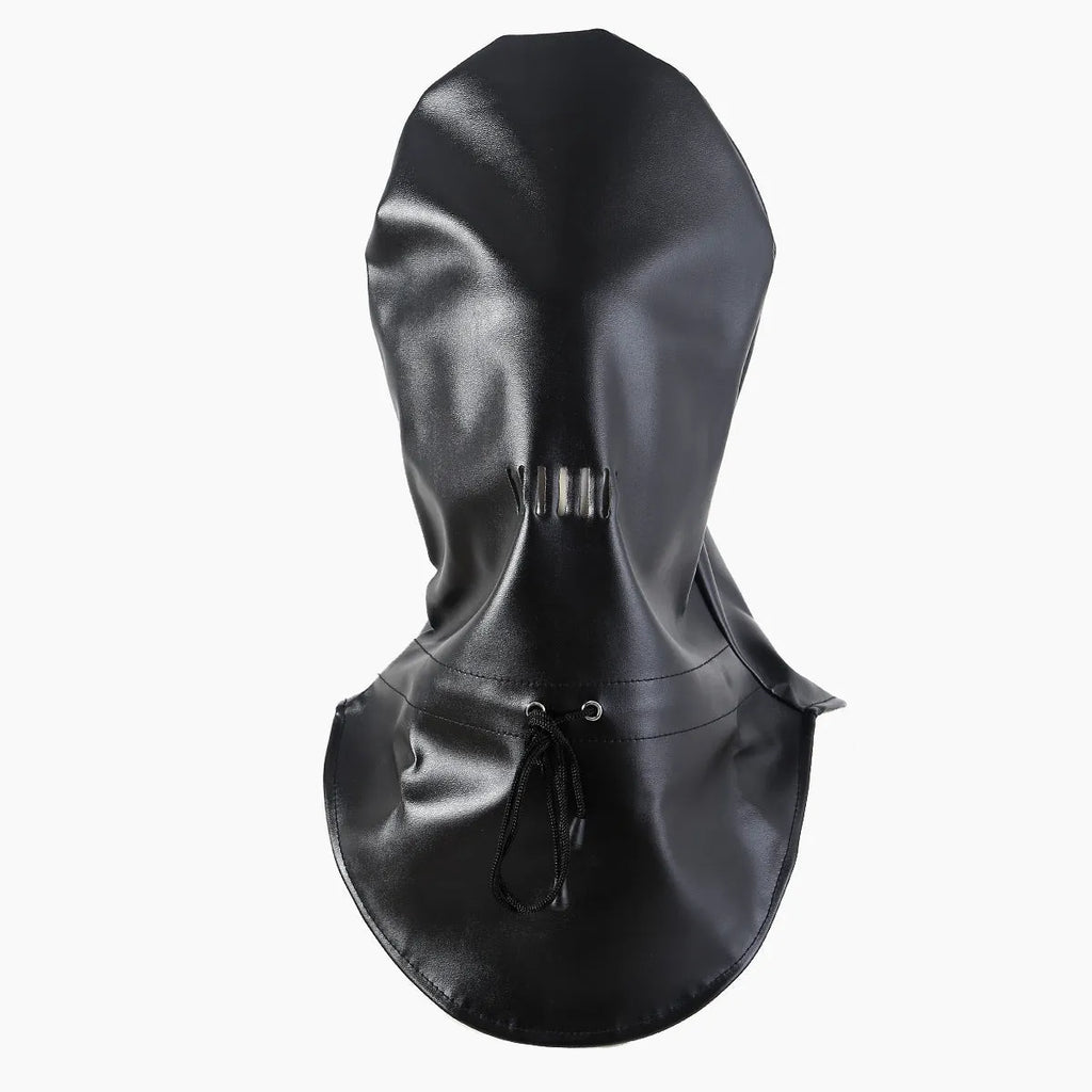 Black leather breathable adult play mask for roleplay and training