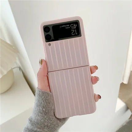 Ultra-thin solid colour flip phone case for Samsung Z Flip3 in black, shown open.