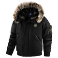 Men's winter casual cotton-padded coat loose fit solid colour black