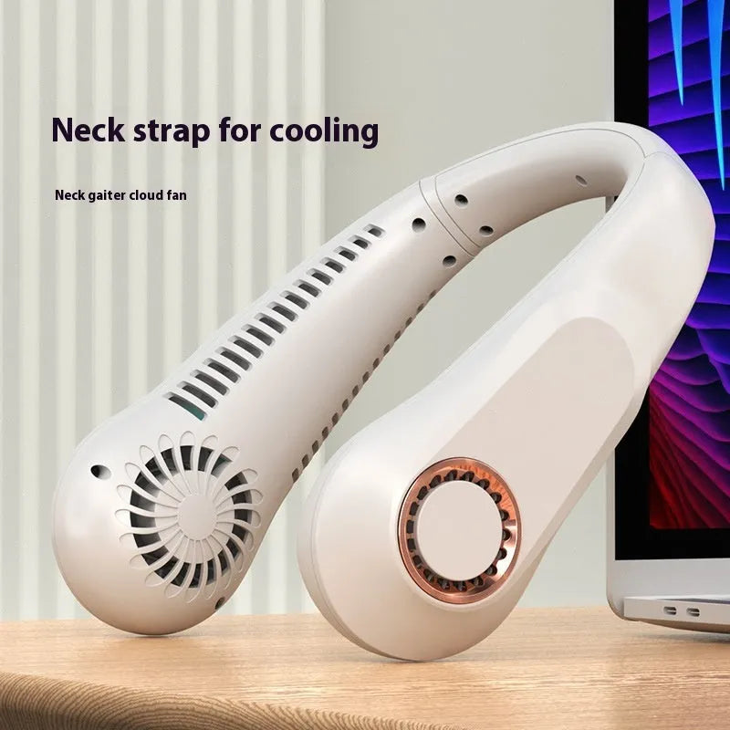 Portable bladeless bracket fan with digital display in dual battery blue variant