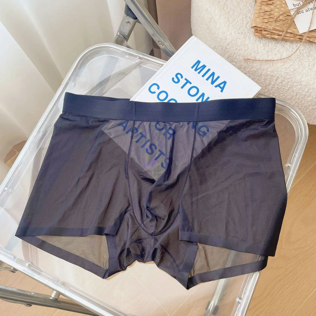 Men's thin seamless boxer shorts in quick-drying nylon with body-shaping design