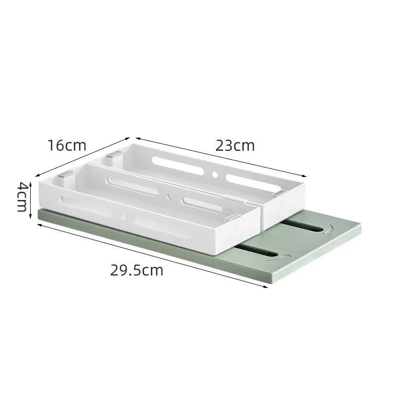 Plastic pull-out spice rack with double layer in milk white for under sink kitchen cabinet storage