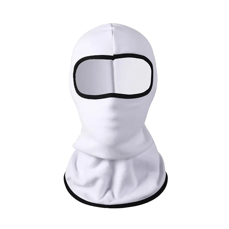 Cotton motorcycle head cover in a pattern design with a pair of matching gloves for winter riding.